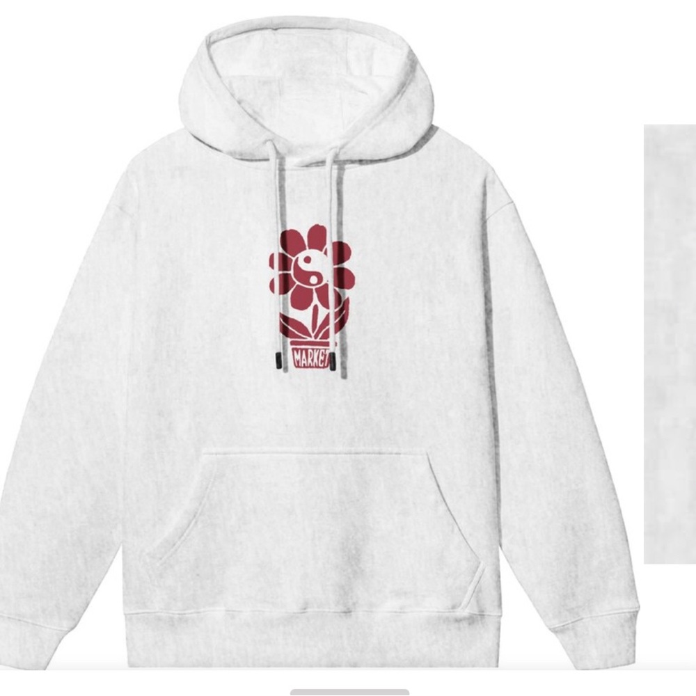 Market women’s have a nice day  Hoodie with Red Flower Graphic size XL‎ Grey/Red